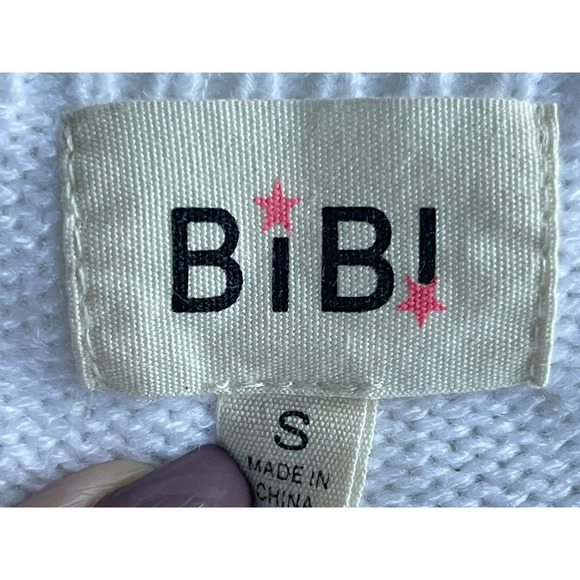 Bibi Womens Granny Square Sweater Small Beachy Cottage Crochet Hippie Vneck Boho - Picture 4 of 10